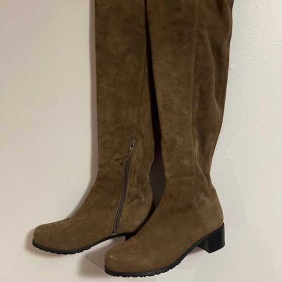 Stuart Weitzman Suede RESERVE over the knee boots, size 37 brown khaki - Picture 1 of 15
